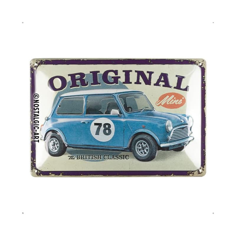 Plaque Rétro Mini Cooper en Métal - Décoration Vintage 20x30 cm