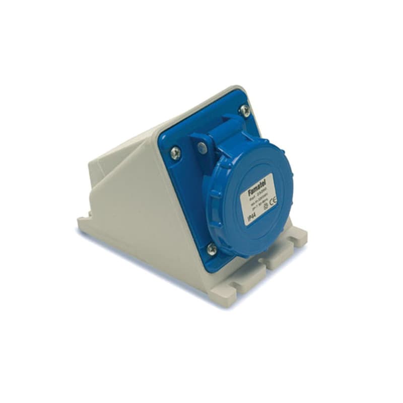 Prise Murale Famatel IP44 2P 32A 220V avec Protection Éclaboussures