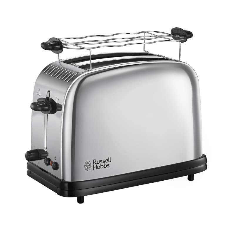 Grille Pain Russell Hobbs Chester Inox pour 2 Tranches avec Réchauffe Viennoiserie