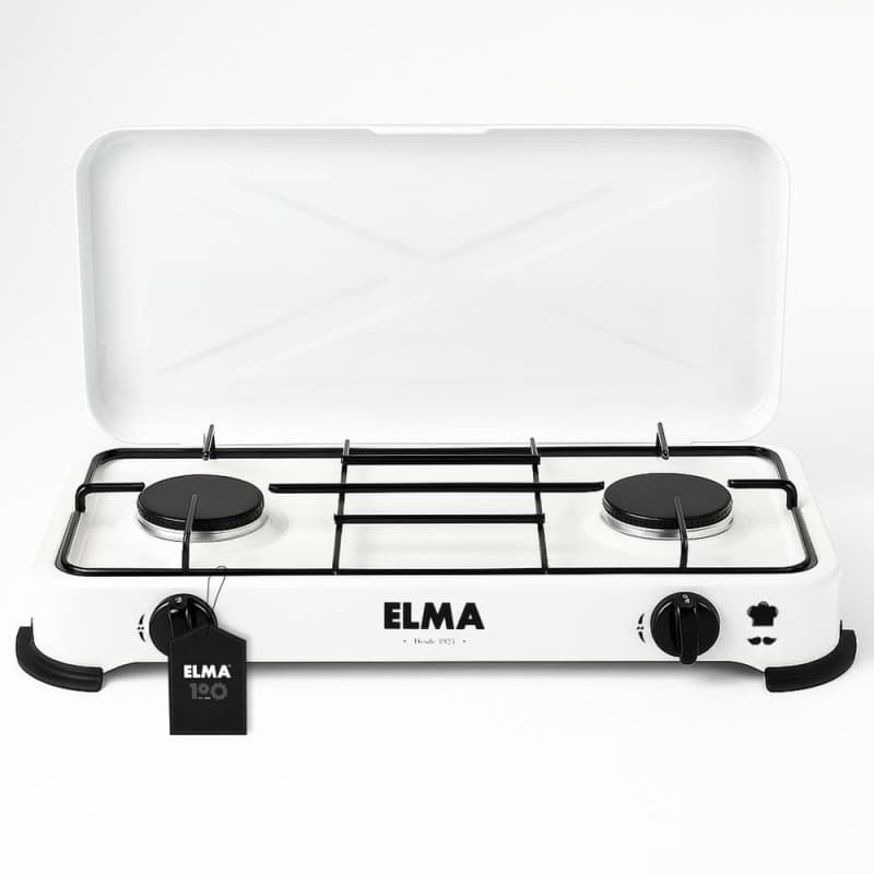 Réchaud à Gaz Portable Elma avec 2 Brûleurs pour Camping - Compatible Butane et Propane