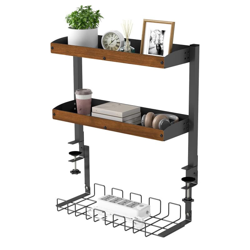 Organisateur de Bureau à Pince 2 Niveaux - Rangement Réglable 17 Pouces