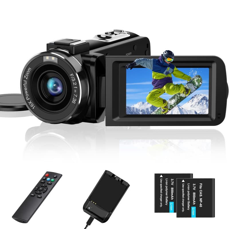 Caméra Vidéo Aasonida FHD 1080P avec Vision Nocturne et Zoom 16X