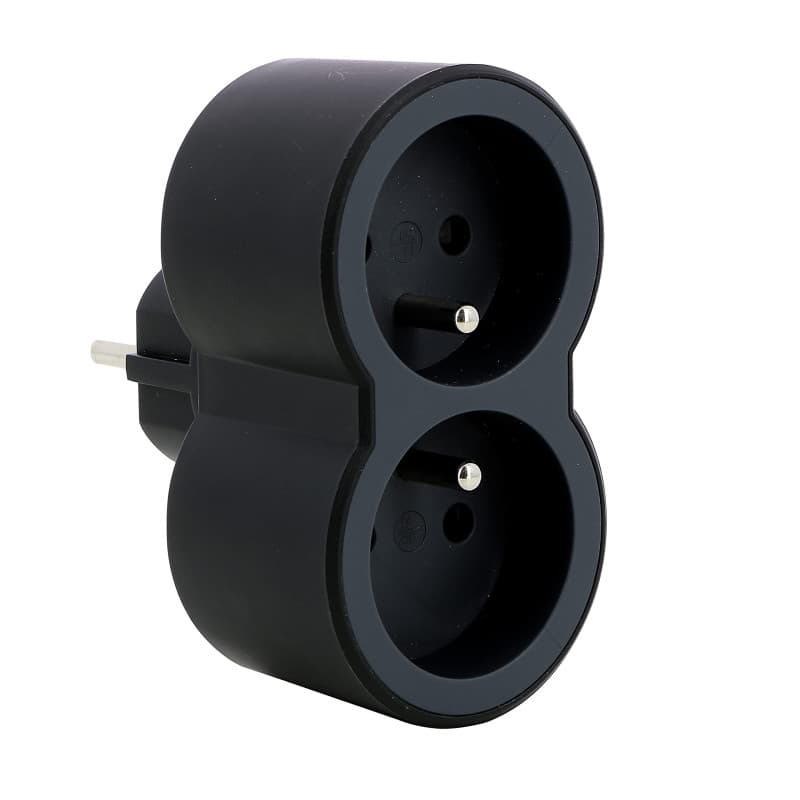 Multiprise Biplite Legrand avec 2 Prises Verticales et Sécurité Enfant - Noir et Gris