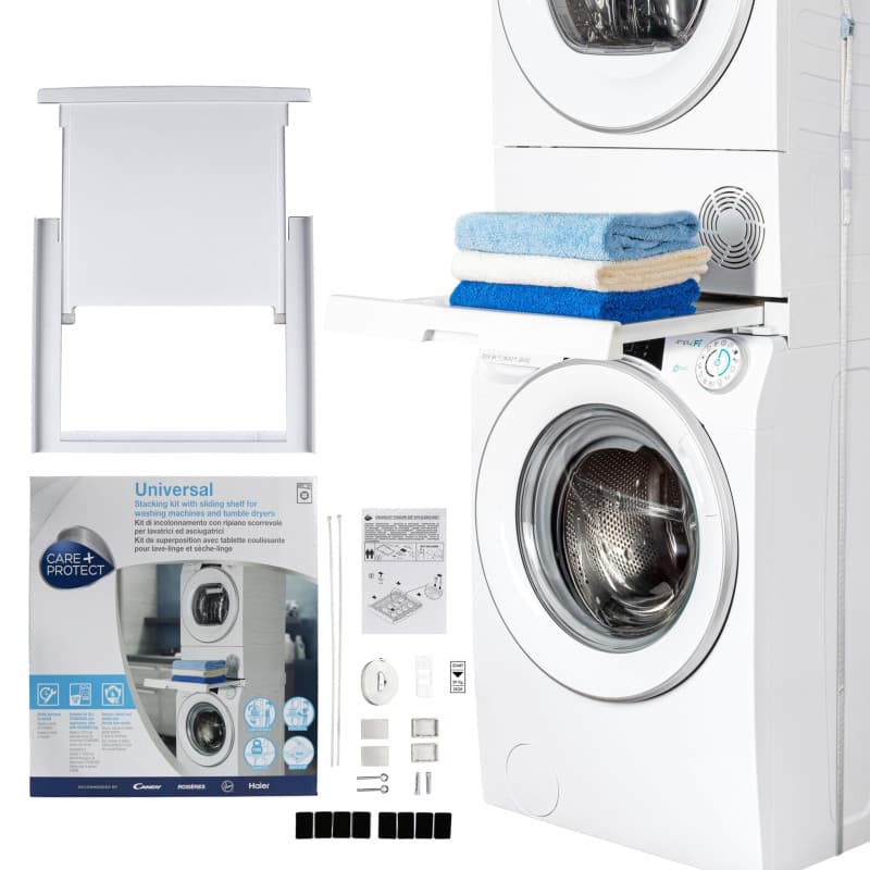 Kit de Superposition Universel Hoover pour Lave-Linge et Sèche-Linge avec Tablette Coulissante - Blanc