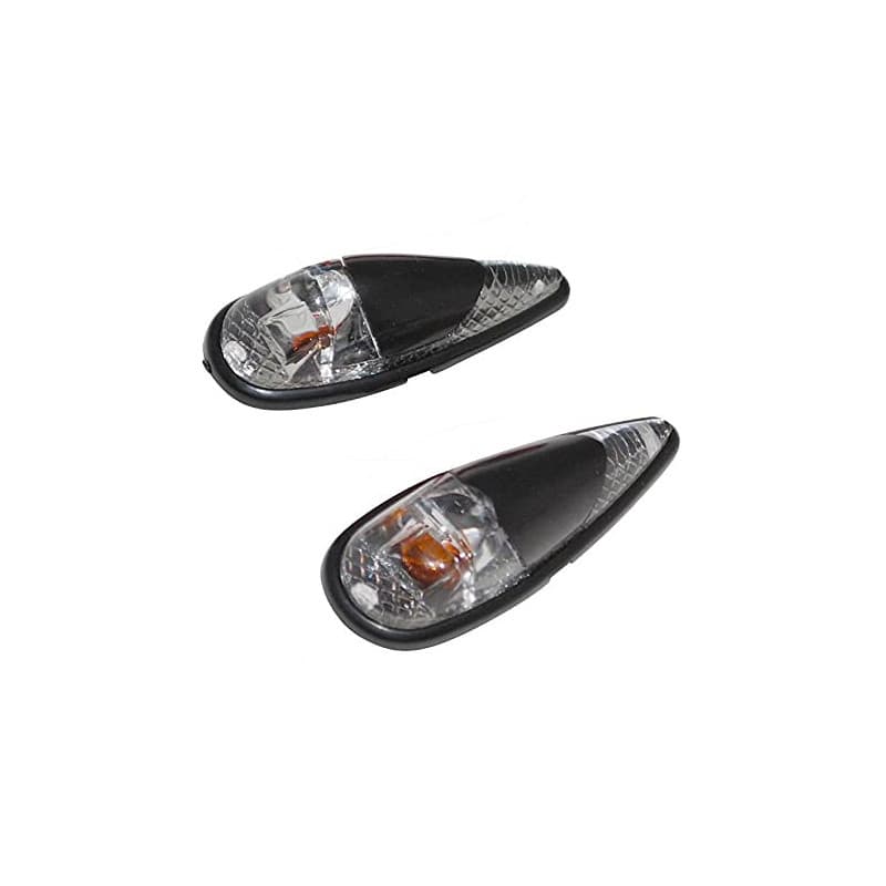Clignotants Goutte d'Eau Noirs avec Ampoules Orange pour Moto et Scooter