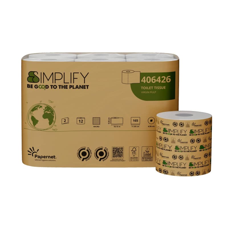 Papier Hygiénique Carbon Neutre Papernet - 12 Rouleaux en Pure Cellulose