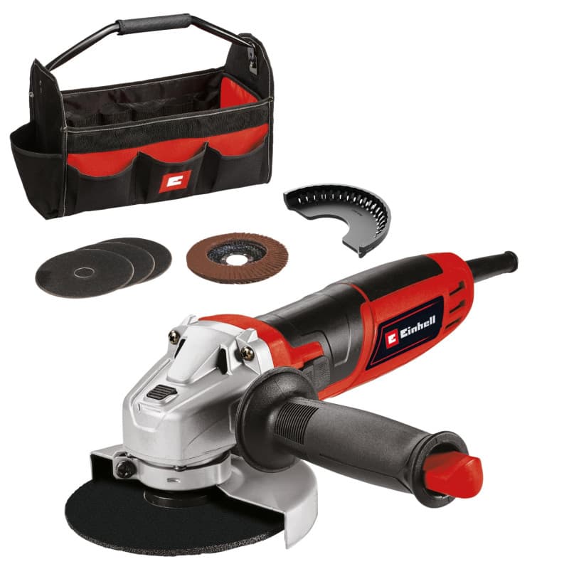 Meuleuse d'angle Einhell TC-AG 125/850 Kit avec 3 disques et sac porte-outils
