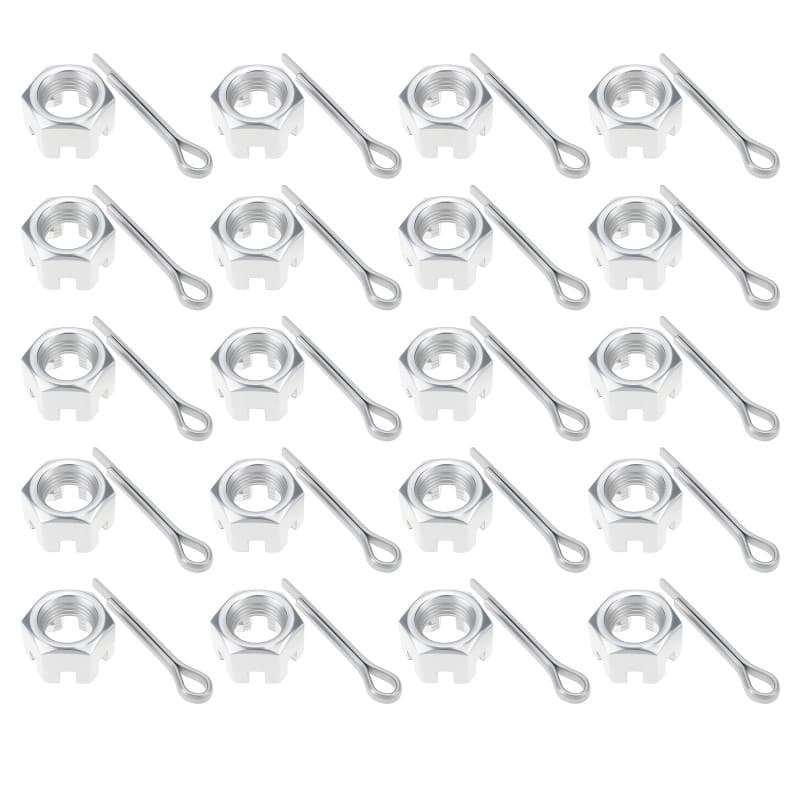 Lot de 20 Écrous Crénelés Hexagonaux M14 avec Goupilles Fendues - OTOTEC