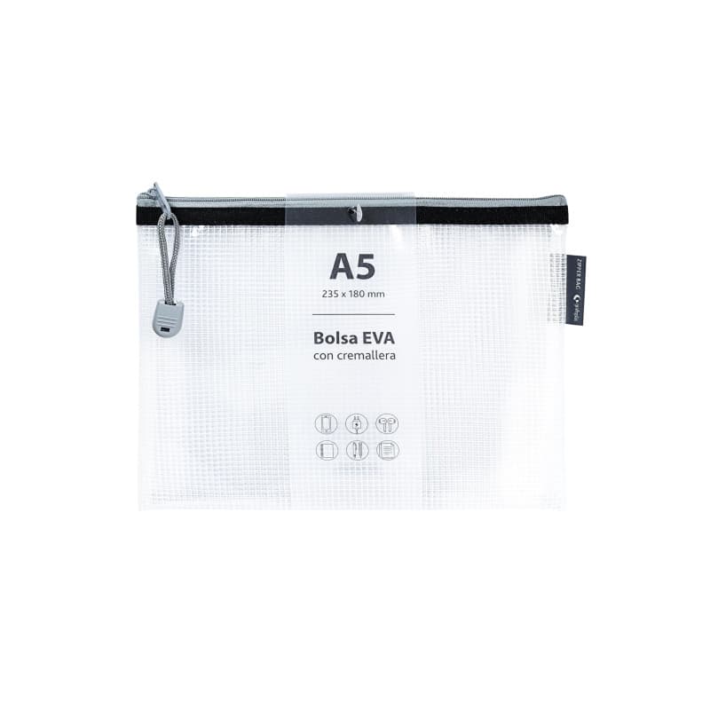 Sac à fermeture éclair Grafoplás A5 en EVA transparent - Protection et style