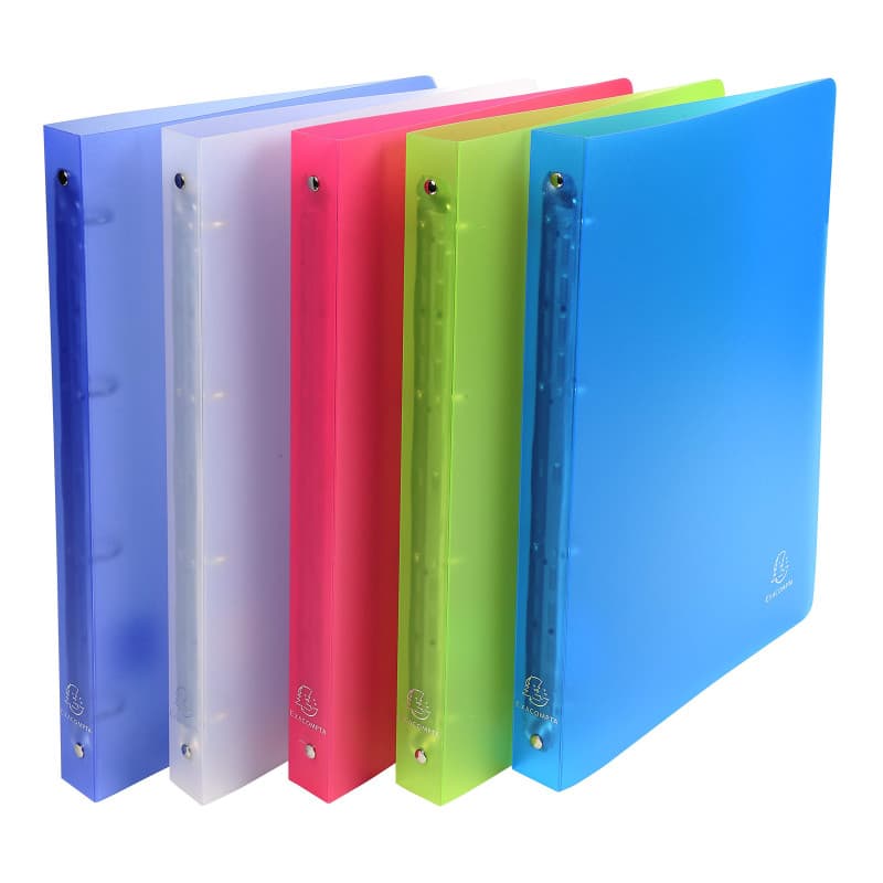 Classeur semi-rigide Exacompta en PP translucide - 4 anneaux ronds A4