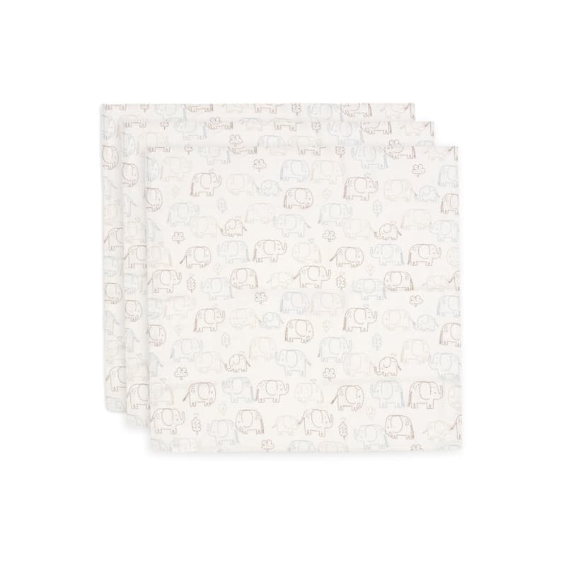 Langes en Mousseline Douce Jollein - Lot de 3 Éléphants Tales 70x70 cm