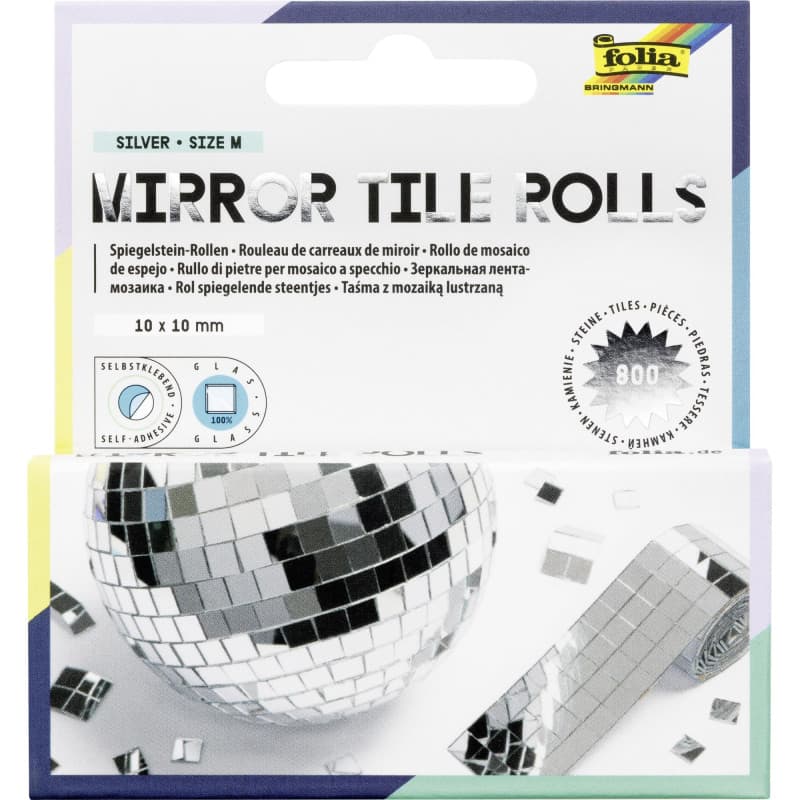 Rouleaux de Mosaïque Miroir Argenté - 2 Rouleaux de 4 cm x 1 m