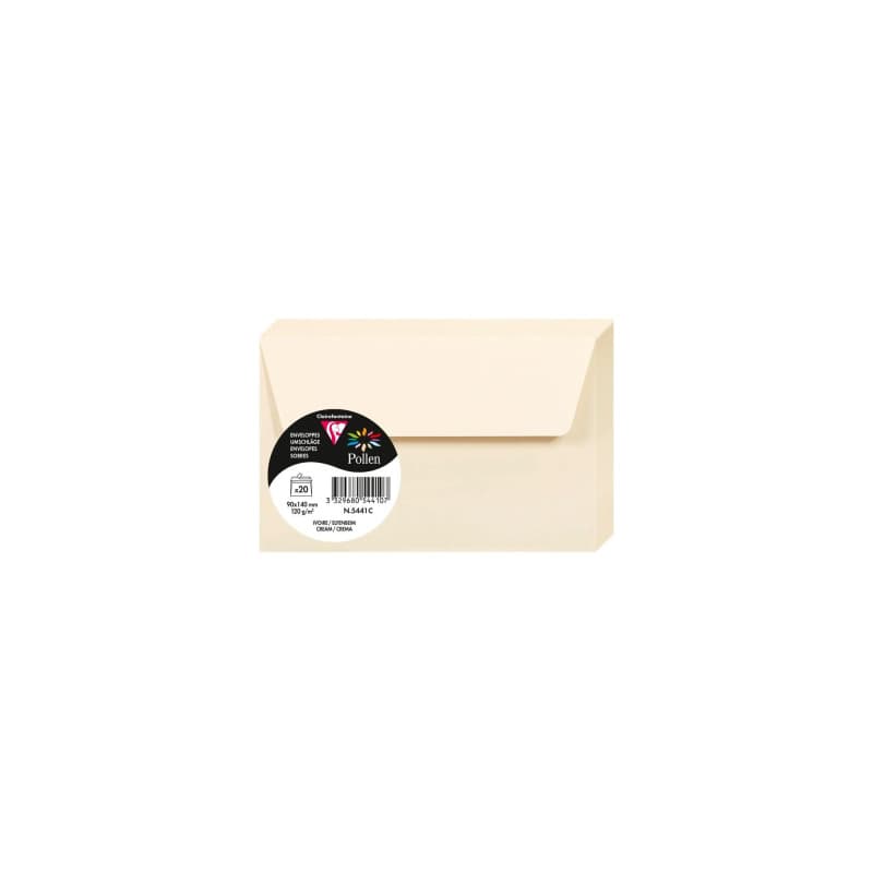 Paquet de 20 Enveloppes Auto-Adhésives Ivoire Clairefontaine - Format 9x14cm