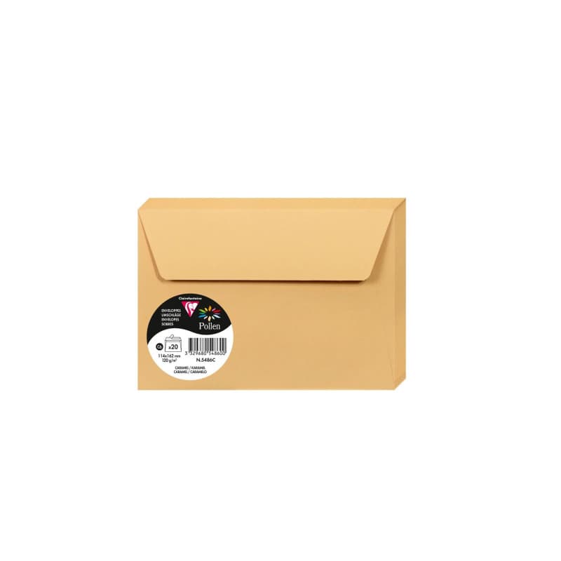 Enveloppes C6 Caramel Auto-Adhésives Clairefontaine - Lot de 20