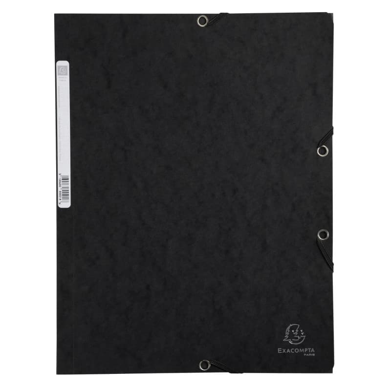 Exacompta Carton de 25 Chemises à Élastiques Noir - Pochettes 3 Rabats A4