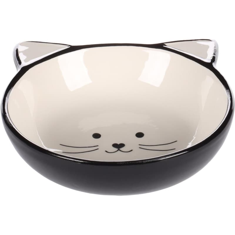 Gamelle Antidérapante Kajo pour Chats - Céramique Noir-Blanc 280ML