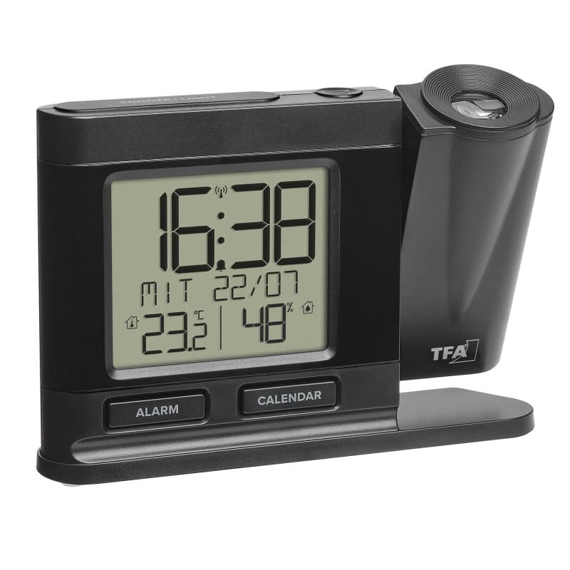 Réveil Radio-piloté TFA Dostmann avec Projection et Thermo-hygromètre - Noir