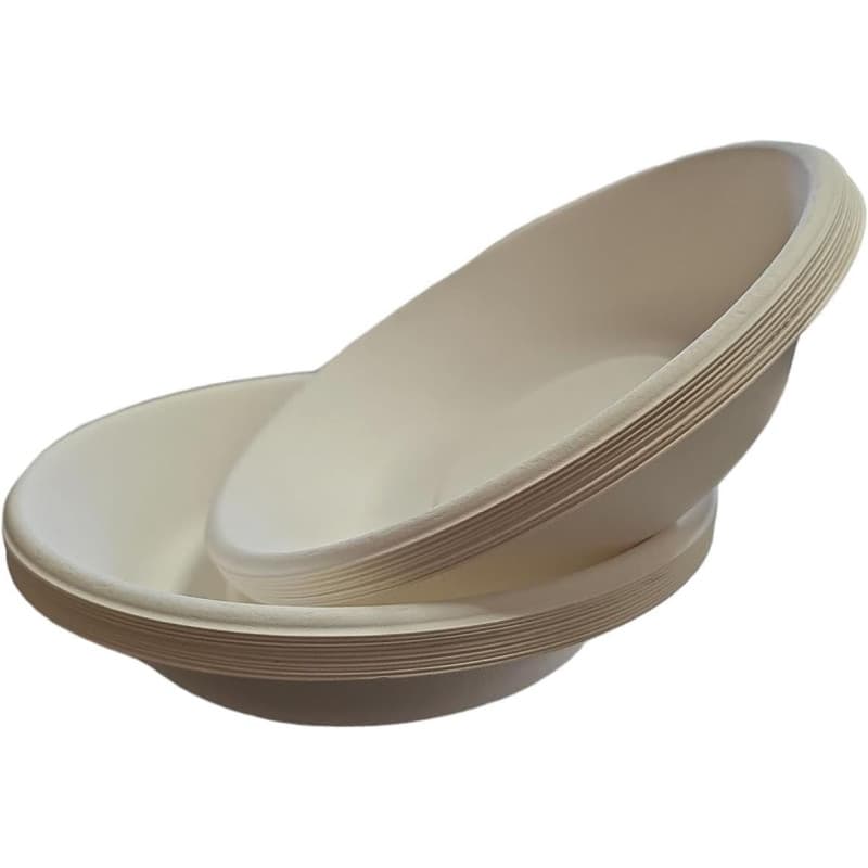 Assiettes Creuses Biodégradables 18 cm - 50 Pièces en Pulpe de Cellulose