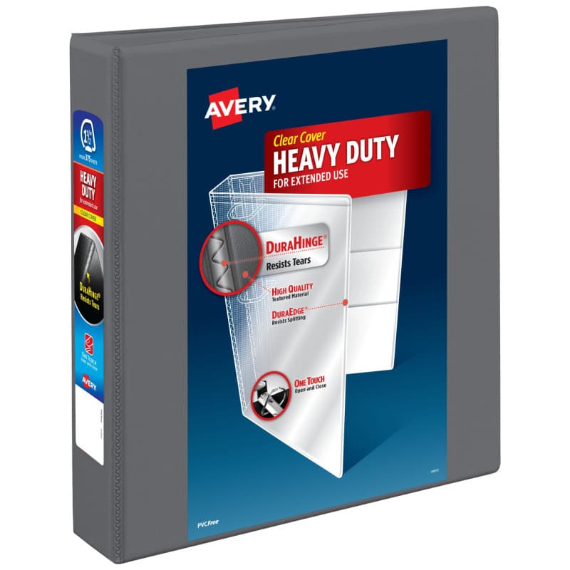 Classeur robuste Avery gris à 3 anneaux avec couverture personnalisable