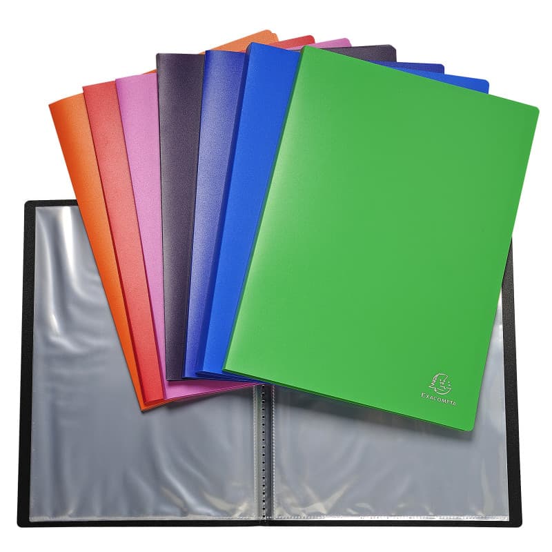 Exacompta Protège-documents OPAK - 8 couleurs assorties pour A4 - 80 pochettes cristal