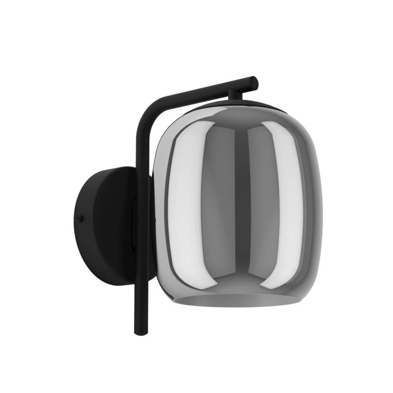 Applique Murale Eglo Ciampino en Verre Fumé et Métal Noir