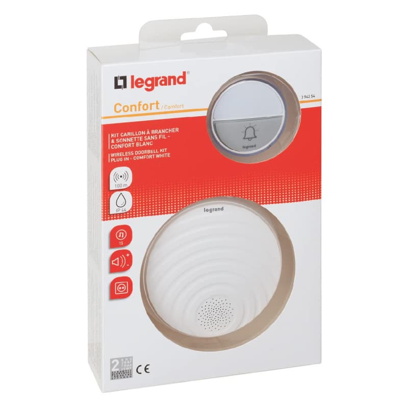 Kit Carillon Radio Sans Fil Legrand Confort Plug-in 230V - Blanc