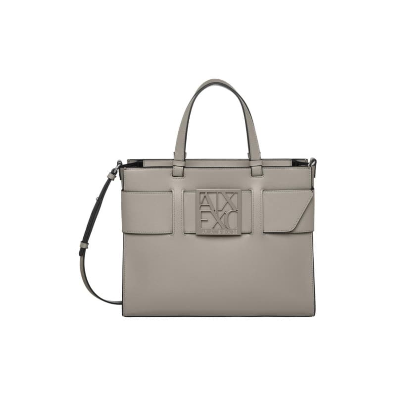 Sac de shopping Armani Exchange pour femme - Marron avec logo ton sur ton