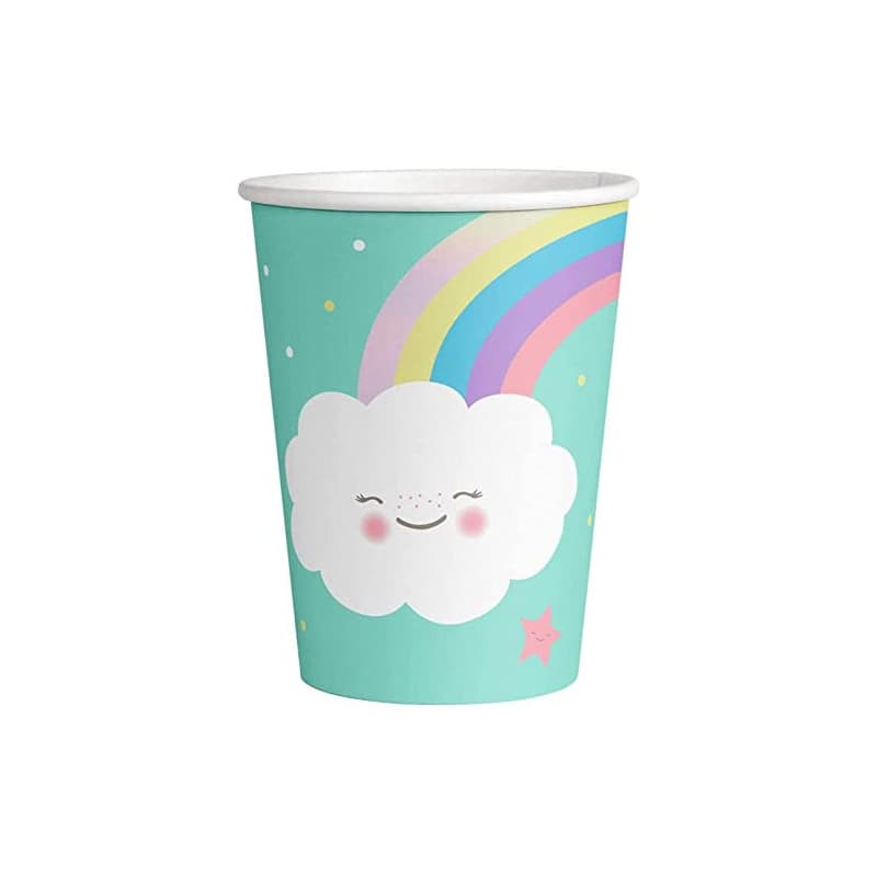 Gobelets en Papier Arc-en-Ciel et Nuage - 8 pièces - 250 ml