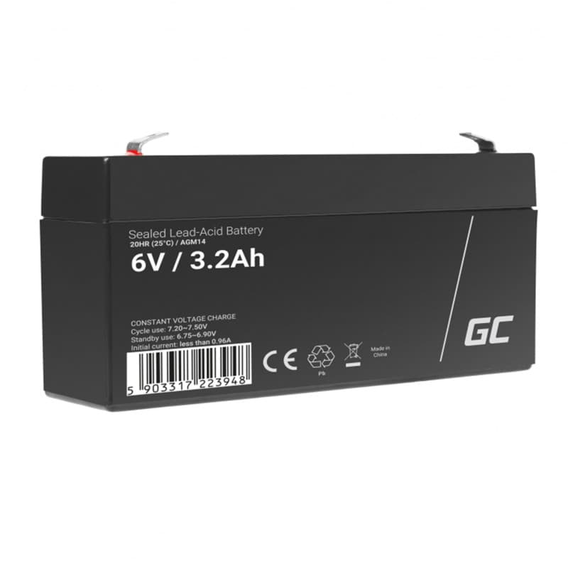 Batterie AGM VRLA 6V 3.2Ah Green Cell - Remplacement pour UPS et Alimentation de Secours