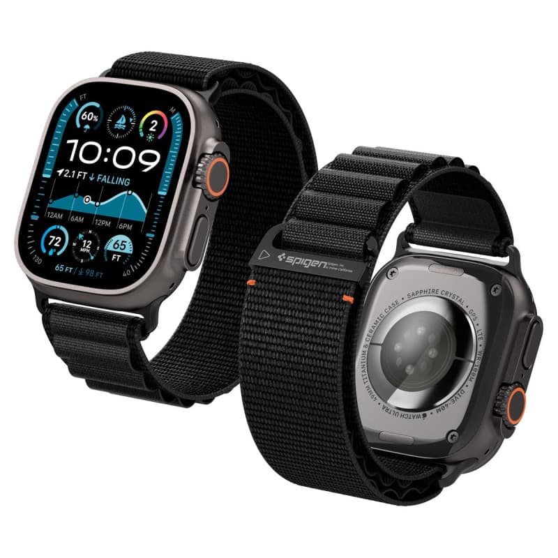 Bracelet en Nylon Noir Spigen pour Apple Watch - Compatible Ultra et Series