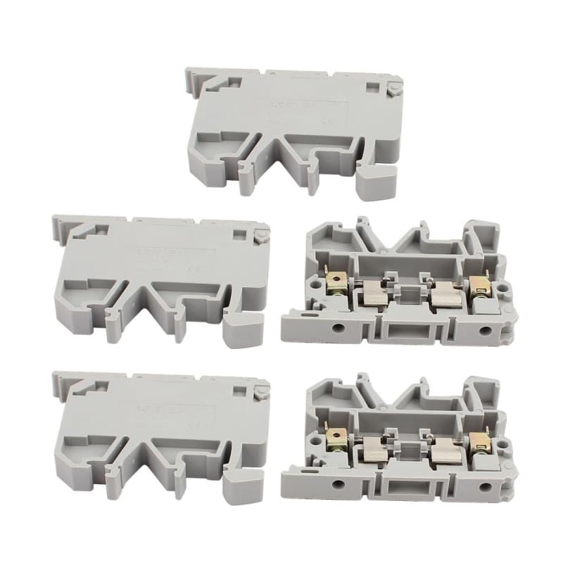 Bloc de Jonction DIN 5pcs pour Câbles 4mm² - Support Fusible Gris
