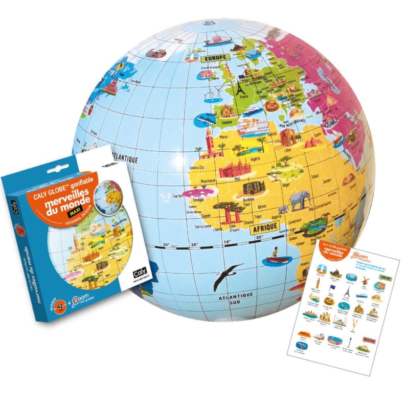 Globe Gonflable MAXI Caly - Découverte des Merveilles du Monde