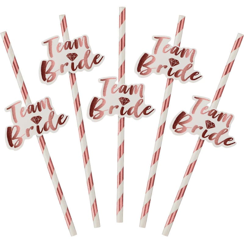 Lot de 48 pailles en papier or rose pour mariée - Élégance et style