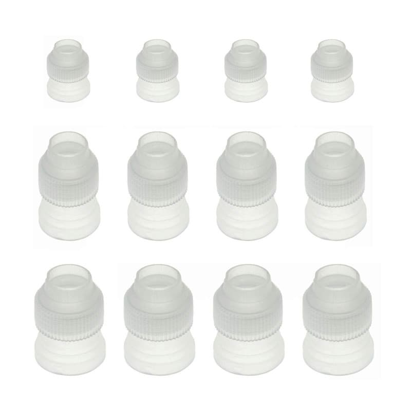 Kit d'Adaptateurs de Décoration pour Gâteaux - 12 Outils en Plastique Blanc