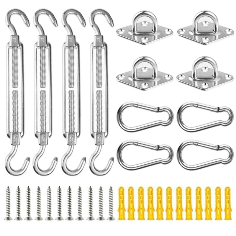 Kit d'Accessoires en Acier Inoxydable pour Voile d'Ombre - 28 Pièces