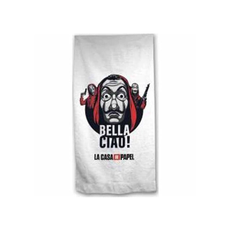 Serviette de Bain La Casa de Papel en Microfibre - 140x70cm - Blanc