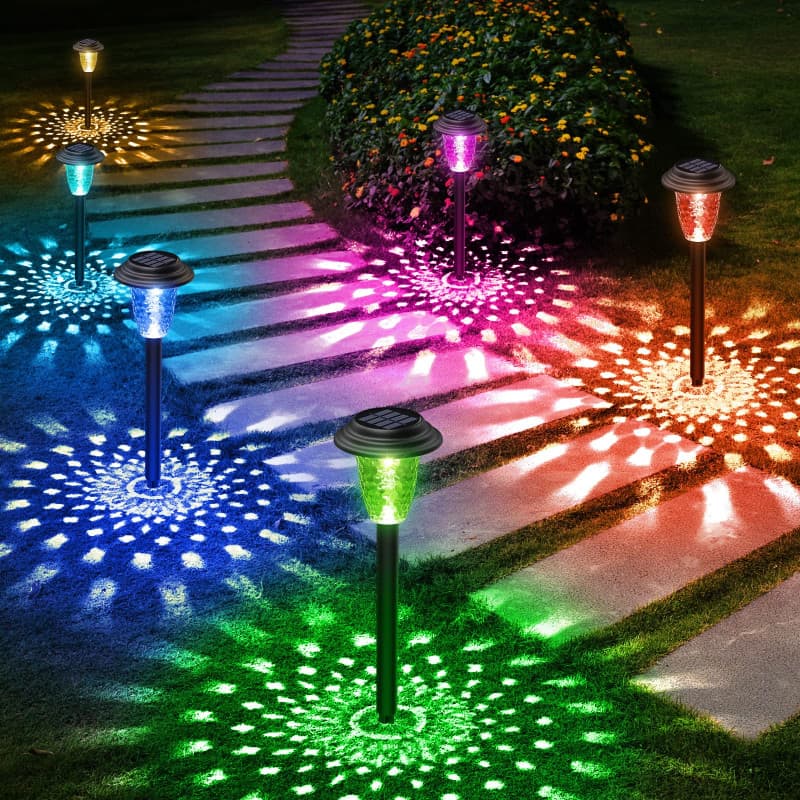 BUCASA 8 Lampes Solaires Colorées pour Jardin - Éclairage Extérieur Étanche