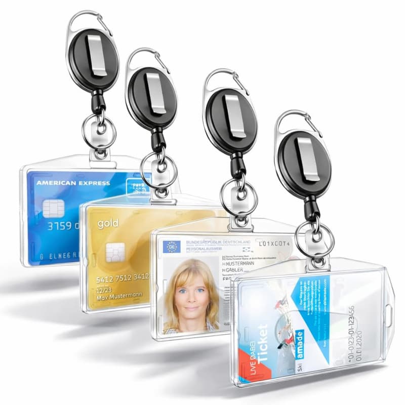 Lot de 3 Porte-Badges Rétractables avec Clip en Plastique