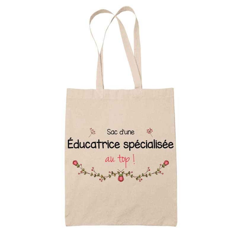 Tote Bag Éducatrice Spécialisée - Sac Cabas Réutilisable Beige