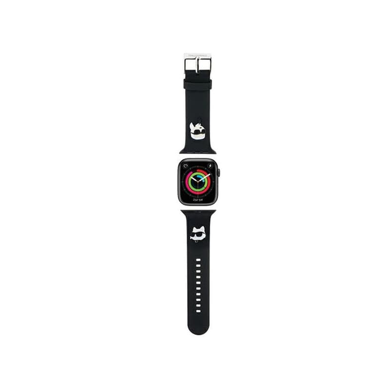 Bracelet 3D en Caoutchouc Karl&Choupette pour Apple Watch - Noir