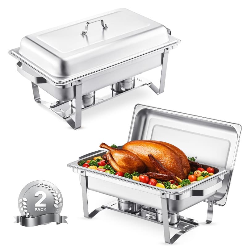 Chauffe-Plat Rectangulaire VEVOR 2 Bacs 7,5 L en Acier Inoxydable