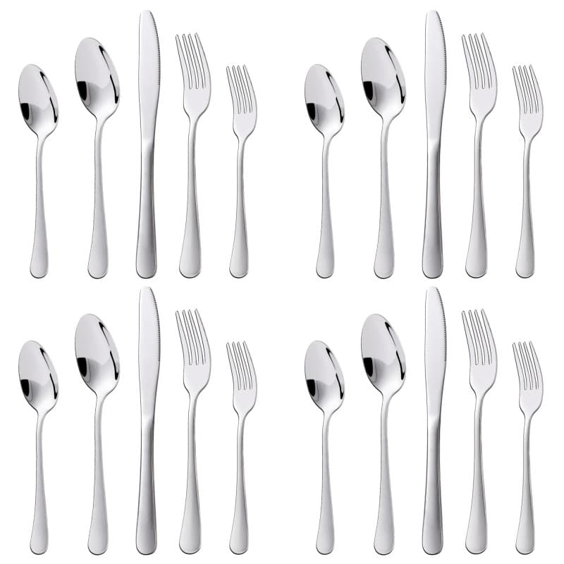 Ensemble de Couverts en Acier Inoxydable pour 4 Personnes - 20 Pièces Argentées