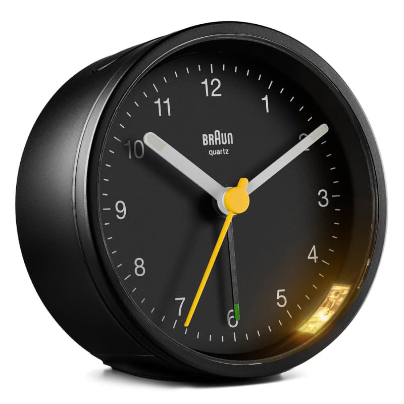 Réveil Analogique Braun BC12B avec Fonction Snooze et Lumière - Noir