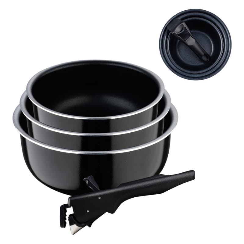 Set de 3 Casseroles Antiadhésives Bergner Black Edition avec Manche Amovible