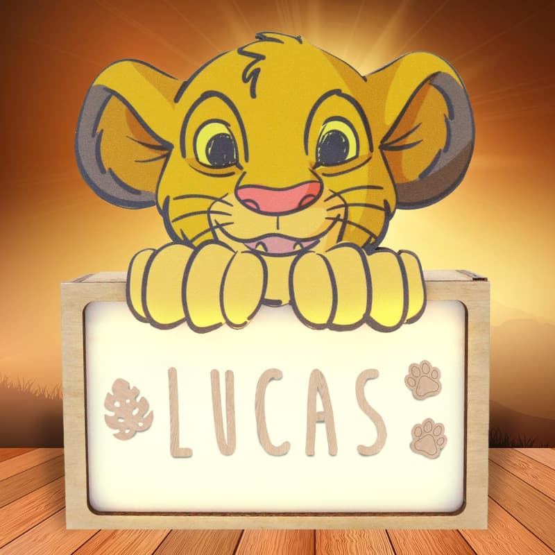 Lampe Veilleuse Simba Roi Lion Personnalisée pour Bébé et Enfant