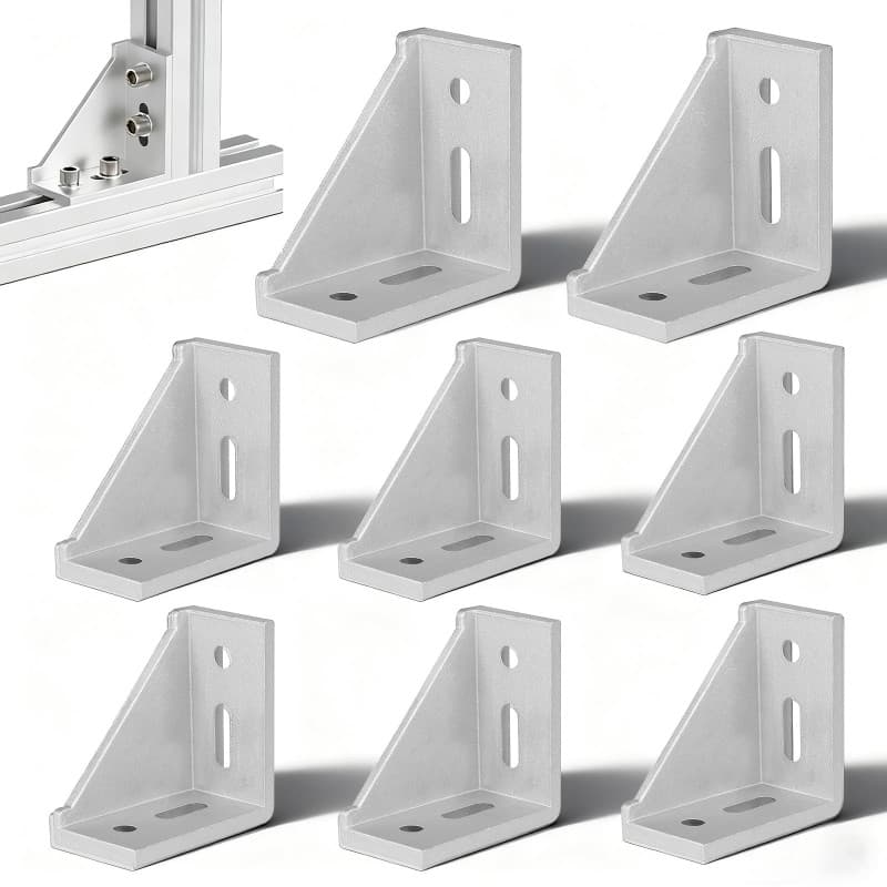 Lot de 8 Raccords d'Angle en Aluminium 40 x 80 mm - Connecteurs à 90° pour Support Mural