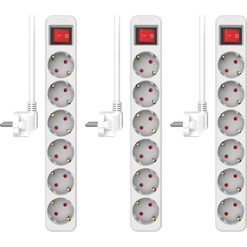 Multiprise ELRO ES106 - Lot de 3 avec Interrupteur et Câble de 1,5 m