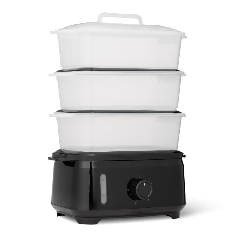 Cuiseur à Vapeur Électrique Amazon Basics 9L - 3 Étages, Sans BPA