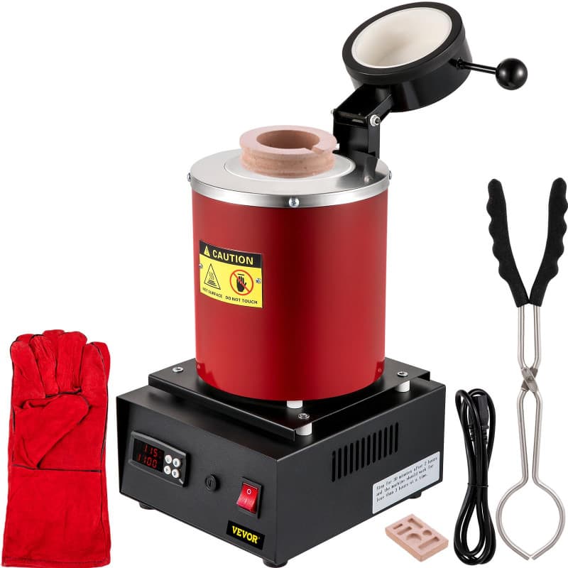 Four de Fusion Électrique VEVOR 1350 W pour Métaux Précieux avec Creuset en Céramique