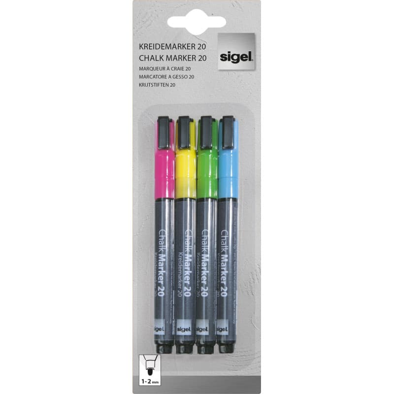 Lot de 4 marqueurs à craie liquide effaçables - Couleurs vives pour surfaces lisses